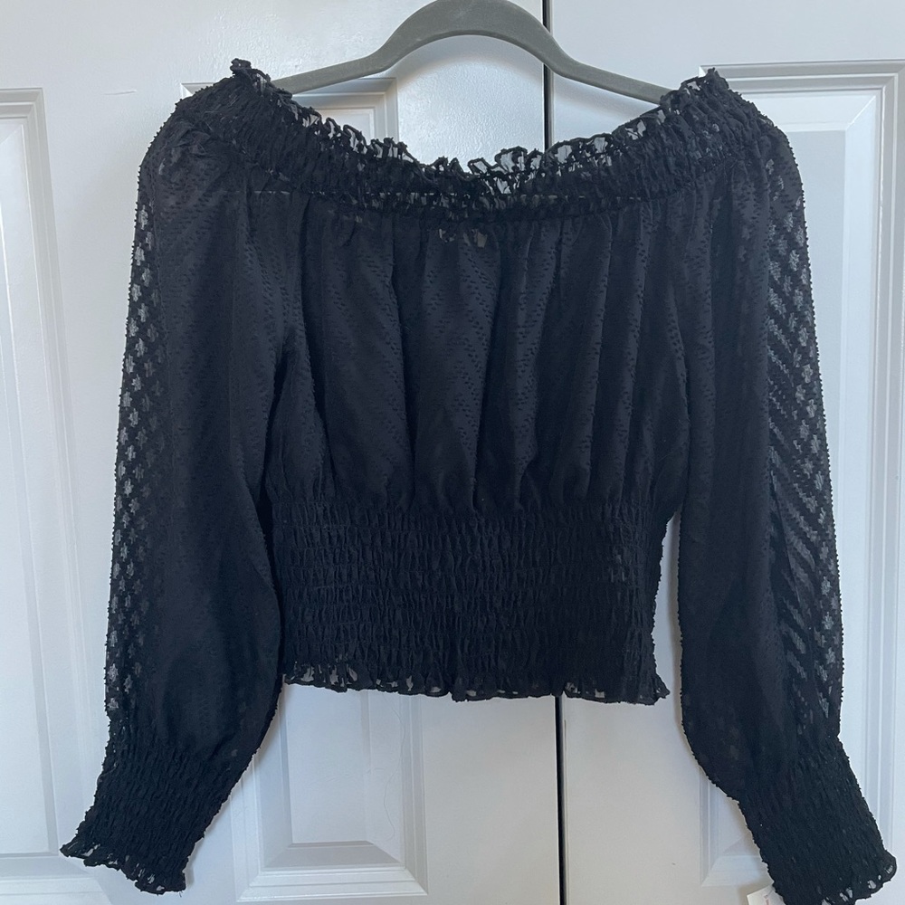 Black Mesh off the shoulder shirt